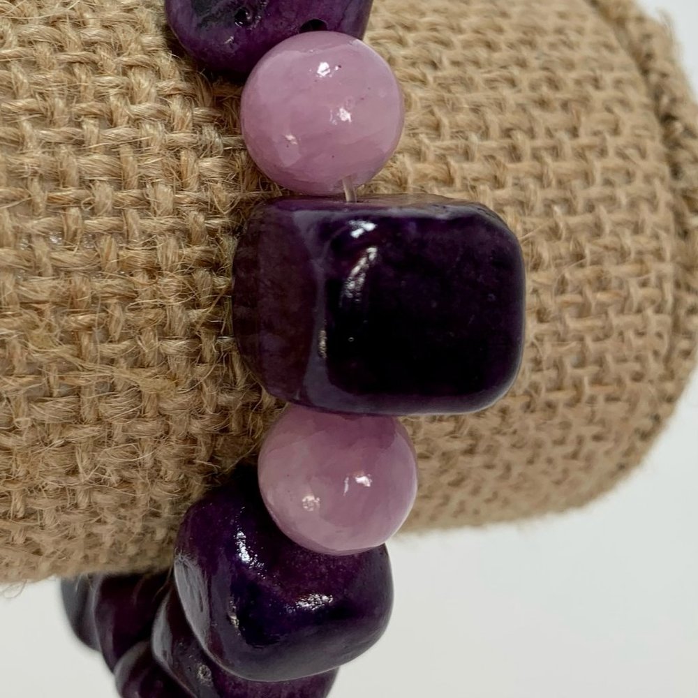 NWT Styled by Christa handmade purple and pink stretch bracelet